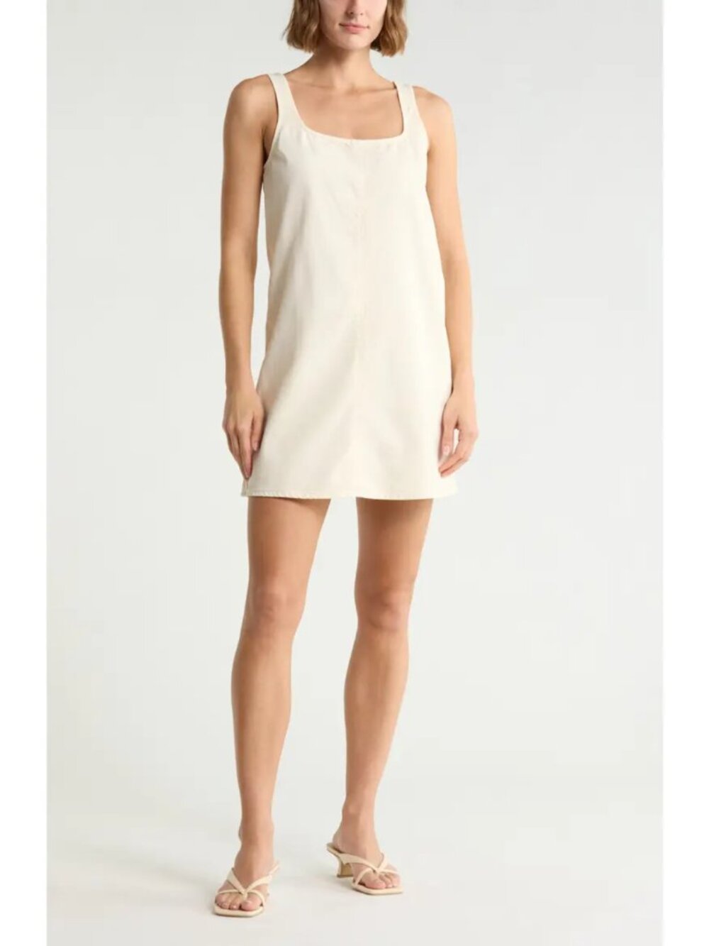 Rag & Bone Kiki Sleeveless Denim Mini Dress Ecru